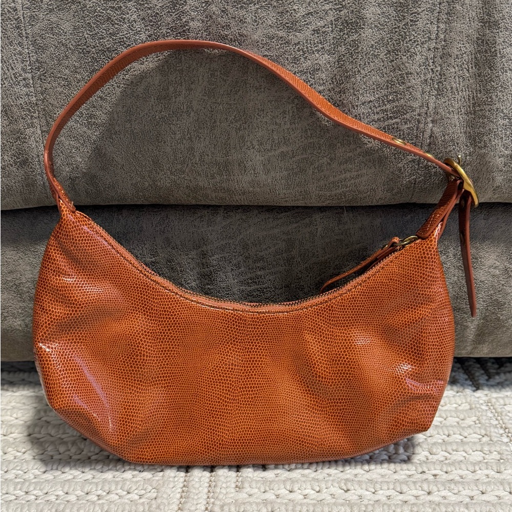 Urban Outfitters Brown Snake-Embossed Crescent Baguette Shoulder Bag Y2K 90s OS
